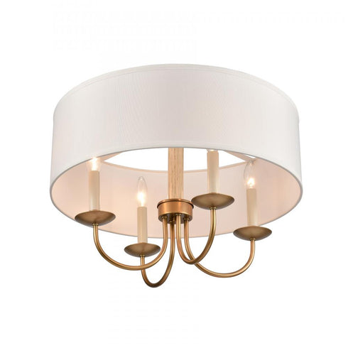 Elk Neville 20 Inch Wide 4 Light Semi Flush Mount Natural Brass Model: 89714/4