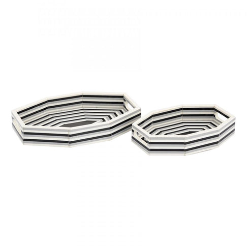 Elk Octagonal Striped Tray Set of 2 in White (2 pack) (2 pack) Model: H0807-9767/S2
