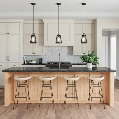 Elk Open Louvers 6.75 Inch Wide 1 Light Mini Pendant in Matte Black Model: 82114/1