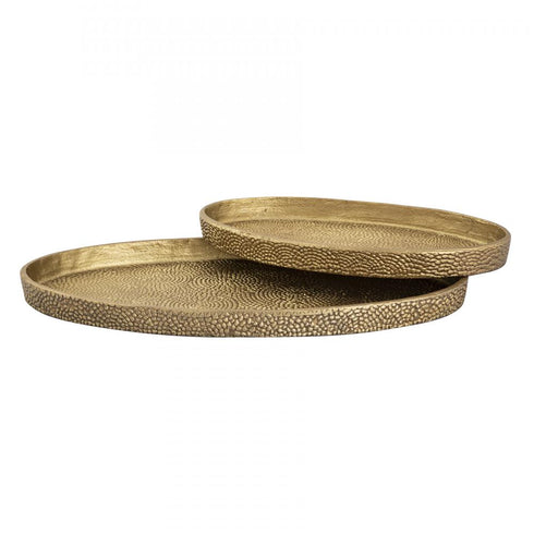 Elk Oval Pebble Tray Set of 2 Brass in Antique Brass Finish Model: H0807-10655/S2