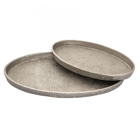 Elk Oval Pebble Tray Set of 2 Nickel in Antique Nickel Finish Model: H0807-10660/S2