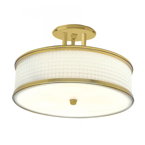 Elk_discontinued Prism 16.75 Inch Wide 3 Light Semi Flush Mount in Satin Brass Model: 5666-SB-WG