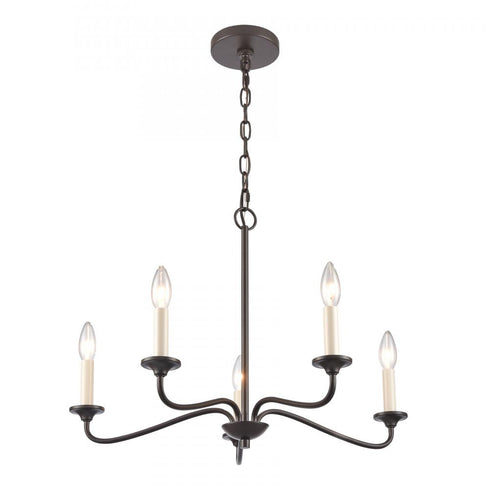 Elk Quinn 24 Inch Wide 5 Light Chandelier in Old Bronze Model: EC89687/5