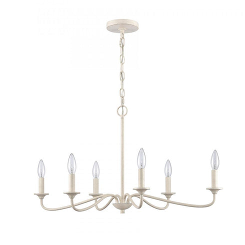 Elk Quinn 30 Inch Wide 6 Light Chandelier in Antique White Model: EC89688/6