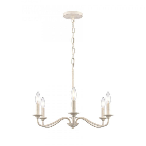 Elk Quinn 30 Inch Wide 6 Light Chandelier in Antique White Model: EC89688/6
