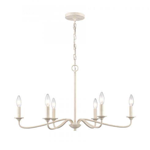 Elk Quinn 30 Inch Wide 6 Light Chandelier in Antique White Model: EC89688/6