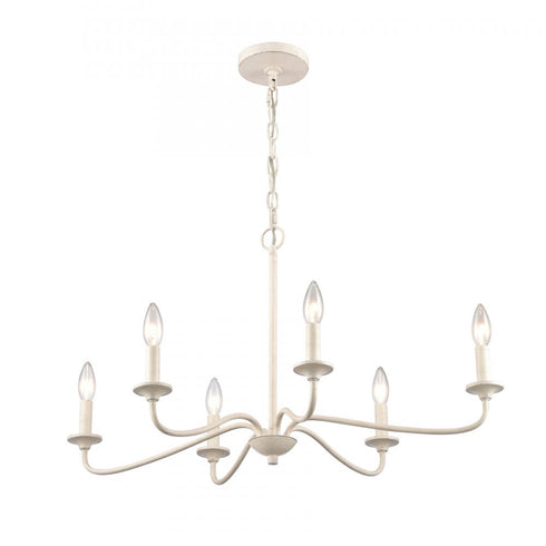 Elk Quinn 30 Inch Wide 6 Light Chandelier in Antique White Model: EC89688/6