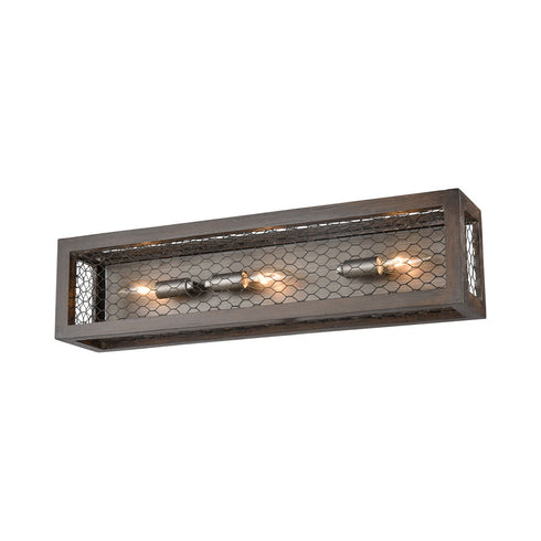 Elk Renaissance Invention 3 Light SCONCE in Aged Wood Weathered Zinc Clear Crystal Finish Model: D3999