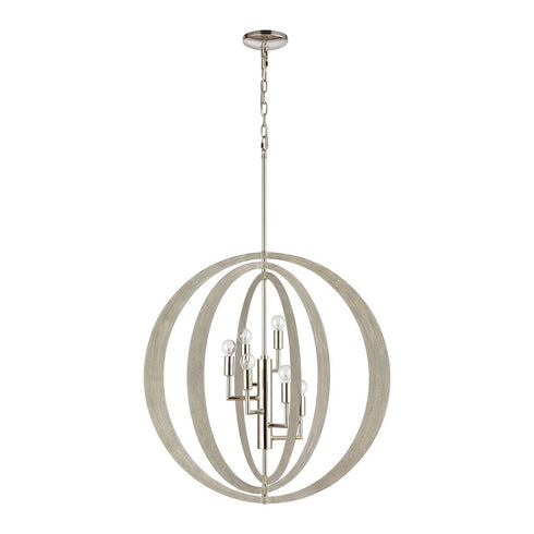 Elk Retro Rings CHANDELIER in Sandy Beechwood Finish Model: 82067/6