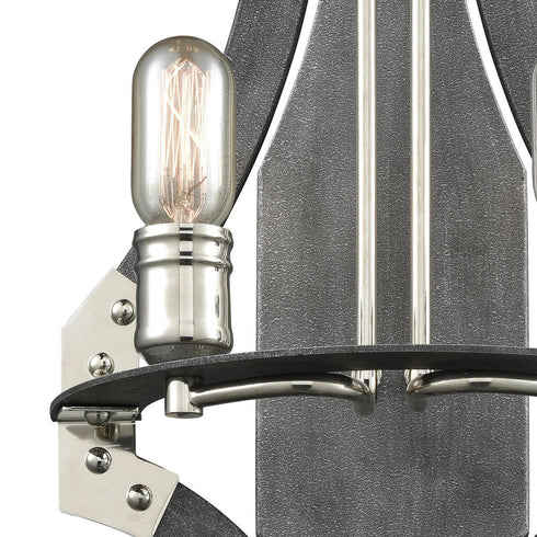 Elk Riveted Plate 2 Light SCONCE in Silverdust Iron Polished Nickel Polished Nickel Finish Model: 15230/2