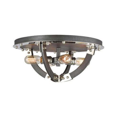 Elk Riveted Plate FLUSH MOUNT in Silverdust Iron Finish Model: 15233/4