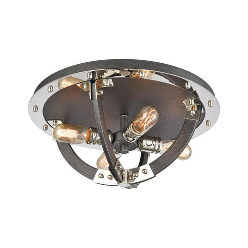 Elk Riveted Plate FLUSH MOUNT in Silverdust Iron Finish Model: 15233/4