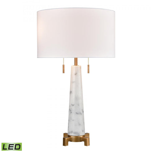 Elk_discontinued Rocket 27 Inch High 2 Light Table Lamp Aged Brass Includes LED Bulbs in White Finish Model: D4267-LED