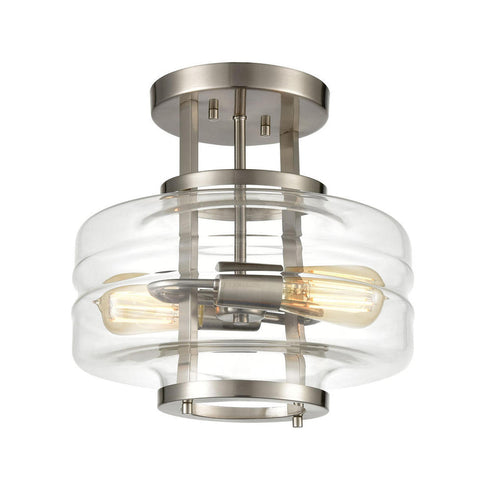 Elk Rover 2 Light SEMI FLUSH MOUNT in Satin Nickel Finish Model: 85282/2