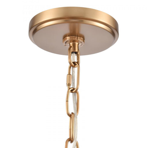 Elk Rydell 24.5 Inch Wide 5 Light Chandelier in Brushed Gold and Rattan Model: EC89756/5