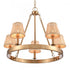 Elk Rydell 24.5 Inch Wide 5 Light Chandelier in Brushed Gold and Rattan Model: EC89756/5