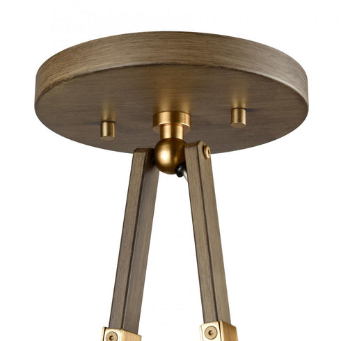 Elk Sabine 20 Inch Wide 4 Light Semi Flush Mount Pecan with Brushed Gold Model: 69324/4