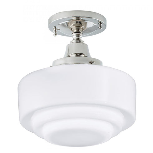 Elk Schoolhouse 9.5 Inch Wide 1 Light Semi Flush Mount in Polished Nickel Model: 5361F-PN-ST