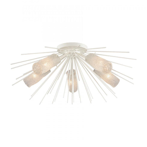 Elk Sea Urchin 32 Inch Wide 5 Light Semi Flush Mount in White Coral Model: 82085/5