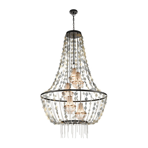 Elk Selene 5 Light CHANDELIER in Matte Black Satin Brass Clear Satin Brass Clear Finish Model: D4717