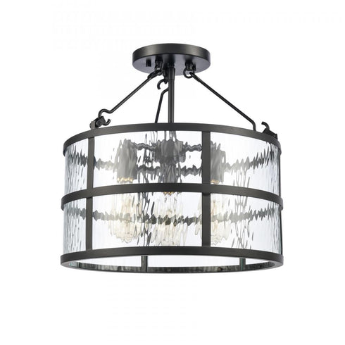 Elk Solace 16 Inch Wide 3 Light Semi Flush Mount in Matte Black Model: 82075/3