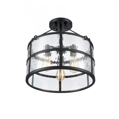 Elk Solace 16 Inch Wide 3 Light Semi Flush Mount in Matte Black Model: 82075/3