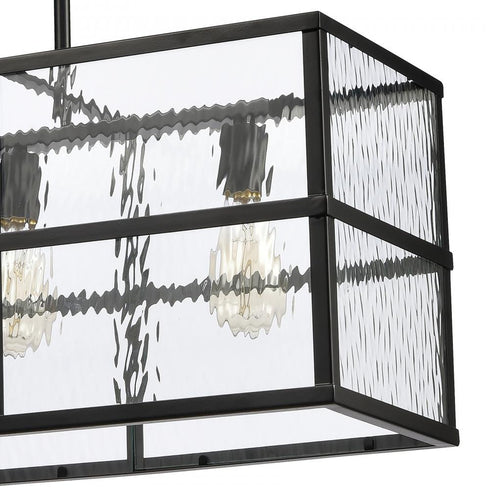 Elk Solace 34 Inch Wide 4 Light Linear Chandelier in Matte Black Model: 82077/4