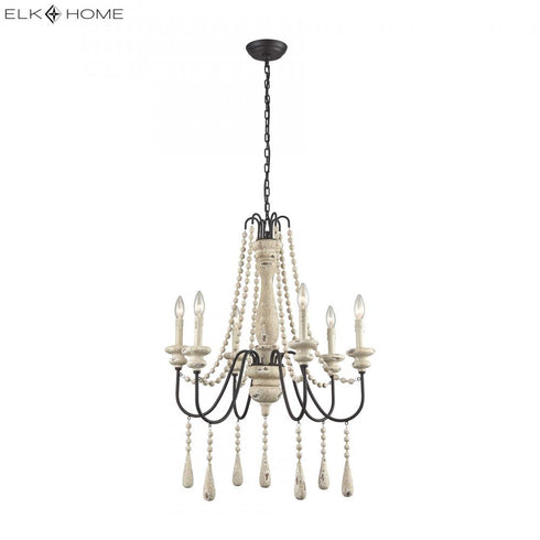Elk Sommieres 6 Light CHANDELIER in Antique French Cream Dark Bronze Dark Bronze Finish Model: 3215-007