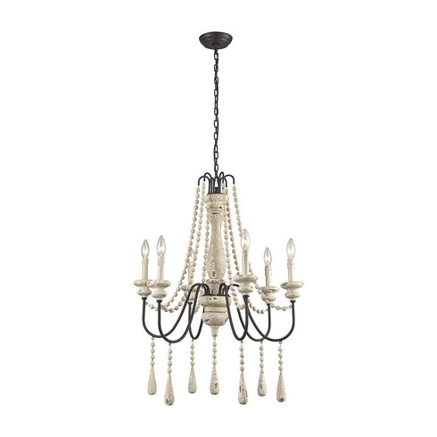 Elk Sommieres 6 Light CHANDELIER in Antique French Cream Dark Bronze Dark Bronze Finish Model: 3215-007