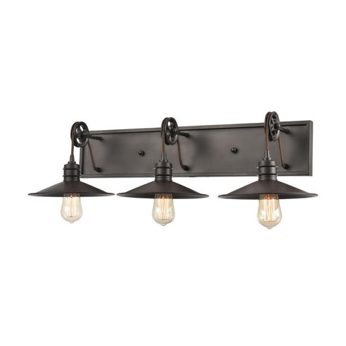 Elk Spindle Wheel VANITY LIGHT in Oil Rubbed Bronze Finish Model: 69086/3