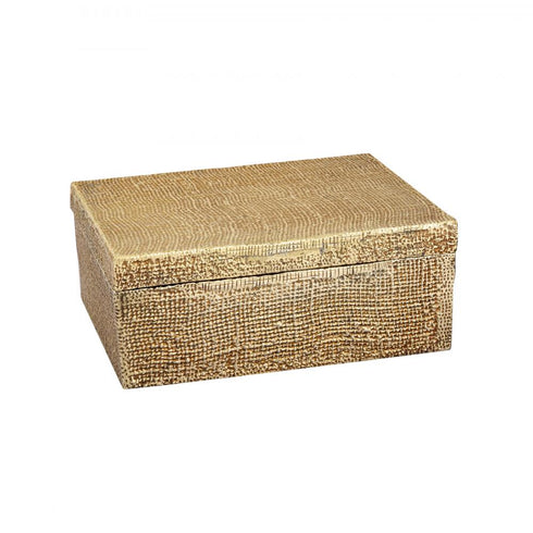Elk Square Linen Texture Box Small Brass in Antique Brass Finish Model: H0807-10663