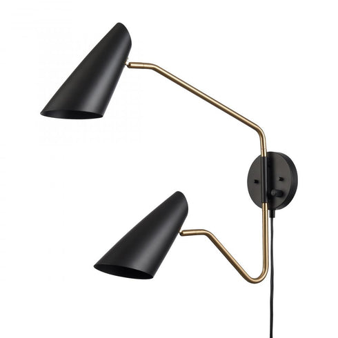 Elk Stanley 22.75 Inch High 2 Light Swingarm Sconce Matte Black Model: 52361/2