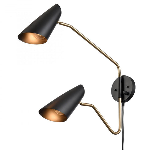 Elk Stanley 22.75 Inch High 2 Light Swingarm Sconce Matte Black Model: 52361/2