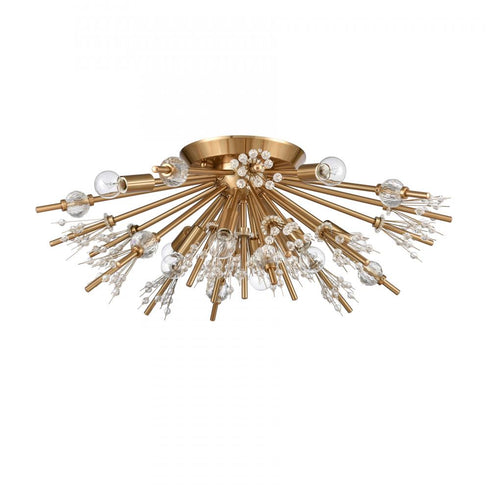 Elk Starburst 26 Inch Wide 8 Light Semi Flush Mount in Satin Brass Model: 12764/8