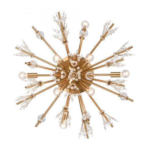 Elk Starburst 26 Inch Wide 8 Light Semi Flush Mount in Satin Brass Model: 12764/8