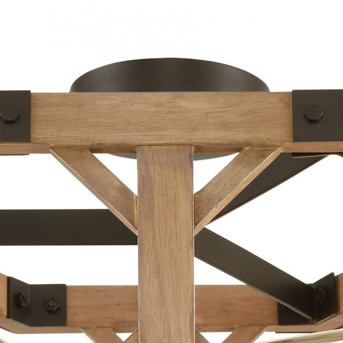Elk Structure 3 Light SEMI FLUSH MOUNT in Oil Rubbed Bronze Natural Wood Natural Wood Finish Model: 33321/3