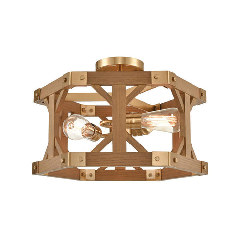 Elk Structure SEMI FLUSH MOUNT in Brass Finish Model: 33331/3