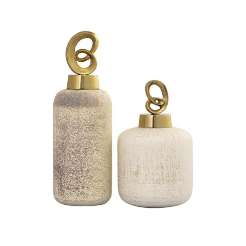 Elk Tiff VASE JAR BOTTLE (2 pack) (2 pack) in Speckled White Finish Model: H0807-8735/S2