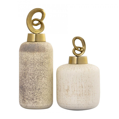 Elk Tiff VASE JAR BOTTLE (2 pack) (2 pack) in Speckled White Finish Model: H0807-8735/S2