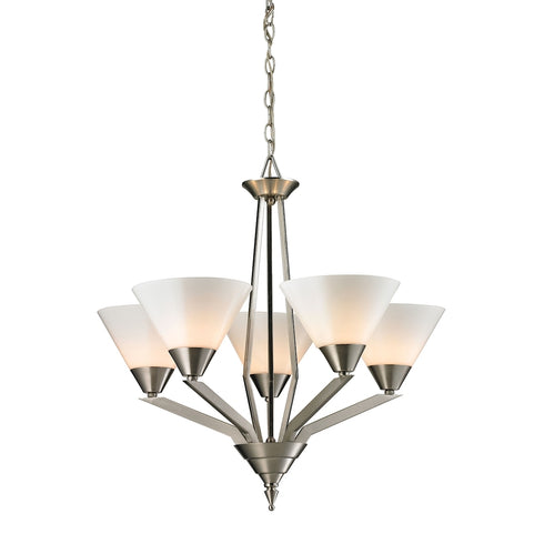 Elk Tribecca 5 Light CHANDELIER in Brushed Nickel Finish Model: 2455CH/20