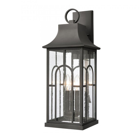 Elk Triumph 23 Inch High 3 Light Outdoor Sconce in Textured Black Model: 89603/3