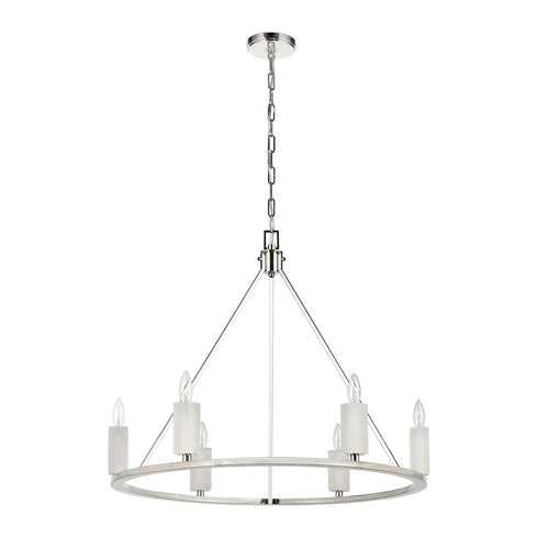 Elk White Stone CHANDELIER in Polished Nickel Finish Model: 69347/6