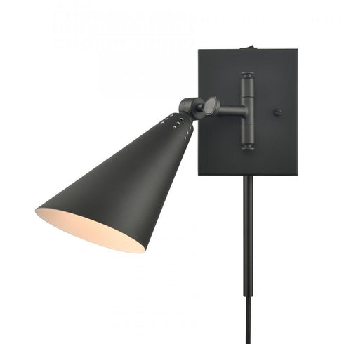 Elk Whitmire 10.25 Inch High 1 Light Plug I Hardwire Sconce in Matte Black Model: EC89221/1