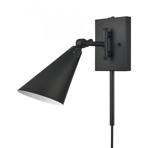 Elk Whitmire 10.25 Inch High 1 Light Plug I Hardwire Sconce in Matte Black Model: EC89221/1