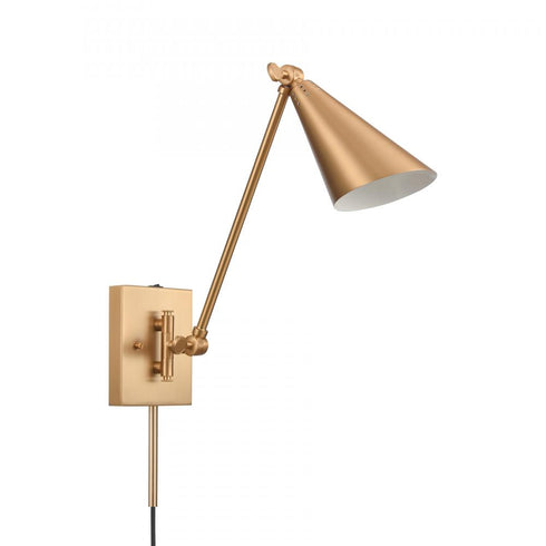 Elk Whitmire 10.5 Inch High 1 Light Plug I Hardwire Sconce in Brushed Gold Model: EC89230/1