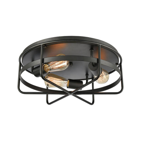 Elk Wickshire FLUSH MOUNT in Matte Black Finish Model: 46382/3
