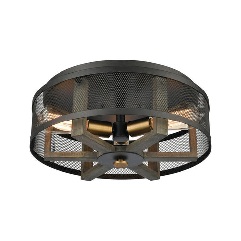 Elk Woodbridge FLUSH MOUNT in Matte Black Finish Model: 16545/3