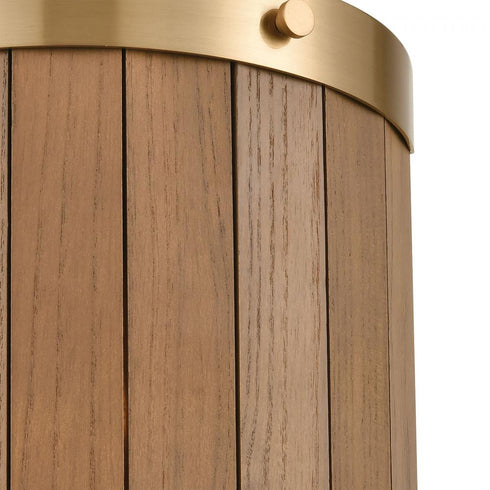 Elk Wooden Barrel 2 Light SCONCE in Satin Brass Medium Oak Medium Oak Finish Model: 33370/2