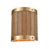 Elk Wooden Barrel 2 Light SCONCE in Satin Brass Medium Oak Medium Oak Finish Model: 33370/2