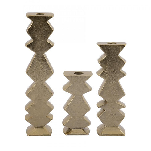 Elk Zig Zag Taper Holder Set of 3 in Aged Brass Finish Model: H0897-10526/S3